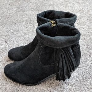 Sam Edelman black suede tassel ankle booties size 6.5